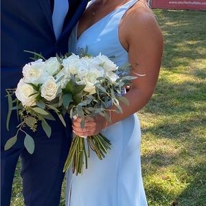 Sky blue Azazie bridesmaids dress